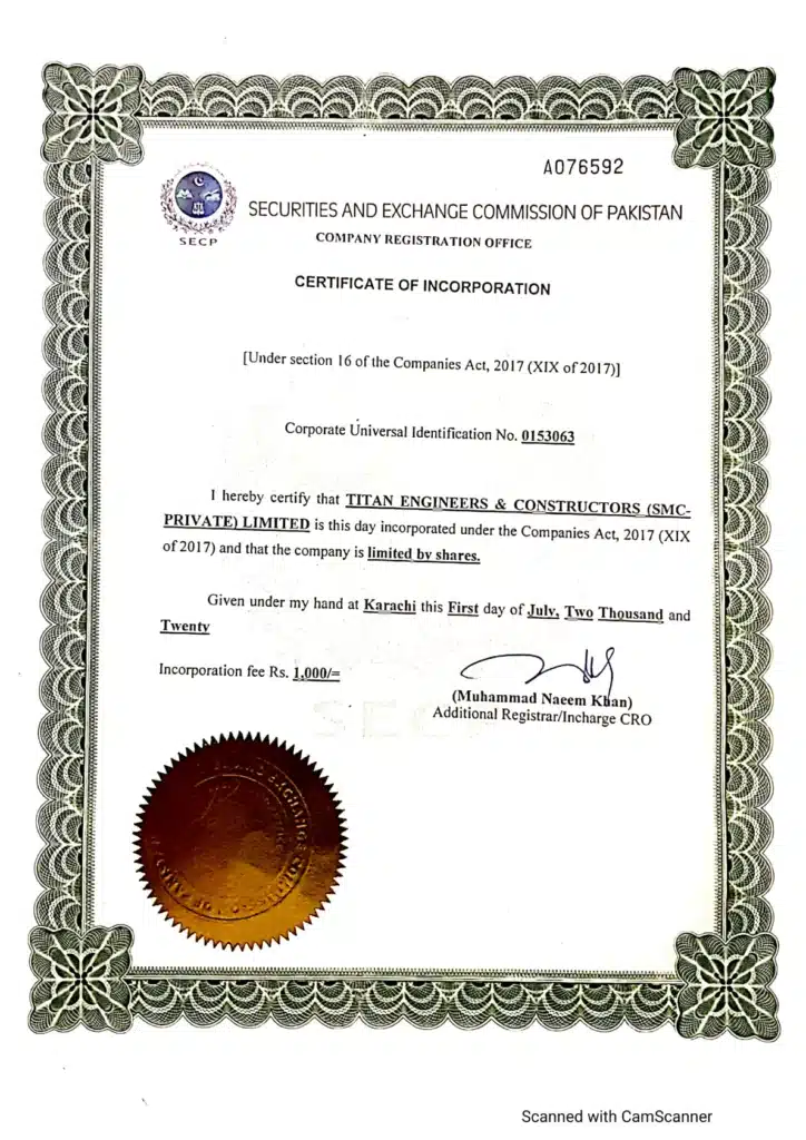 Secutriy Exchange Commission Sertificate